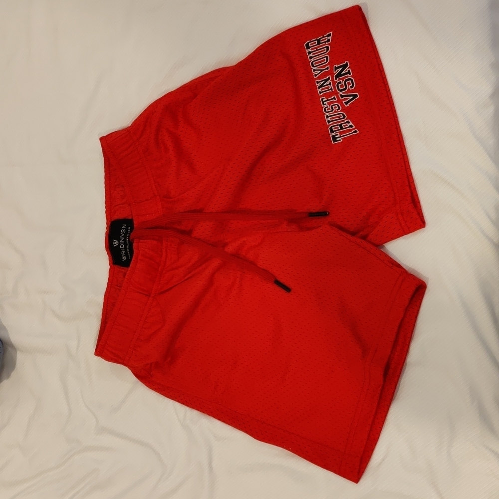 WRLDINVSN Red Mesh Shorts - Size Small